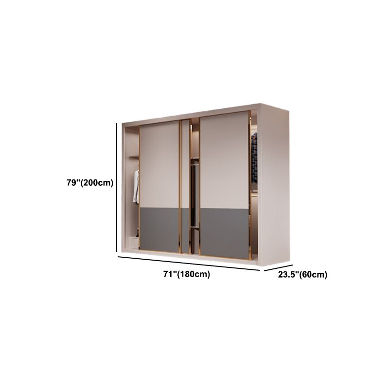 Engineered Wood Wardrobe Armoire Modern Style Wardrobe with Mirror