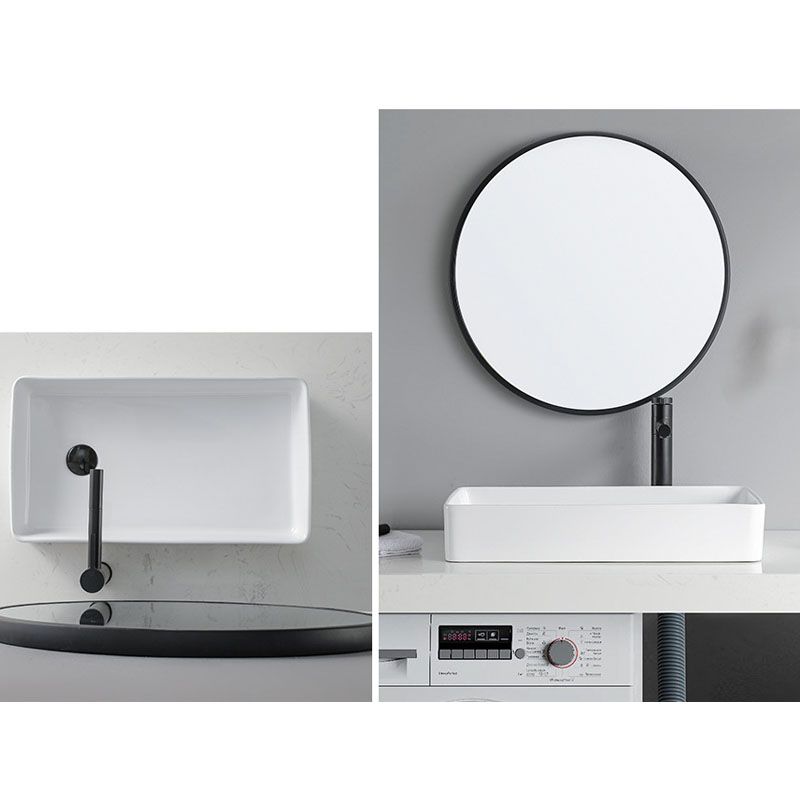 Rectangular Bathroom Sink Porcelain Trough Bathroom Sink(Not Included Faucets)