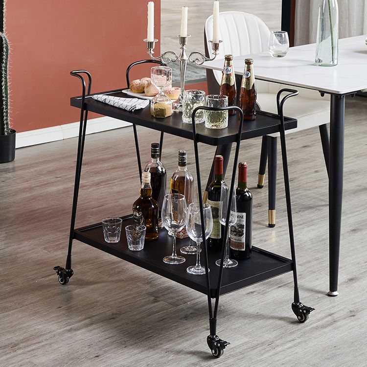 Modern Metal Prep Table Open Storage Rolling Prep Table for Dining Room