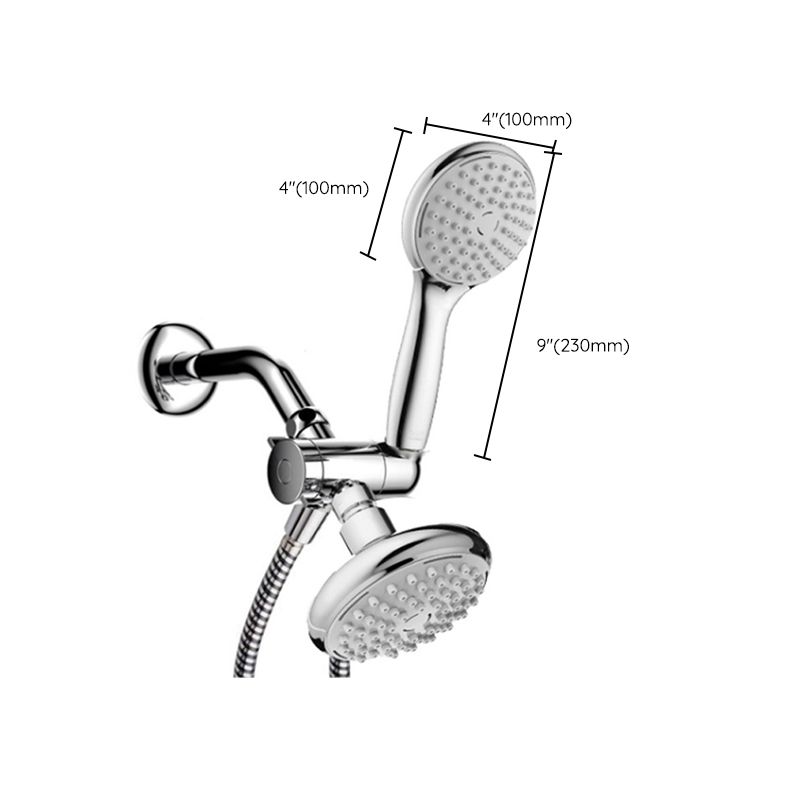 Silver Dual Shower Head with Diverter Adjustable Spray Pattern Wall-Mount Showerhead