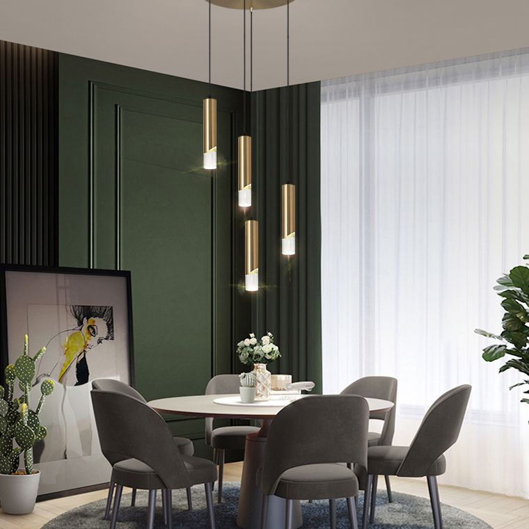 Tube Dinning Room Hanging Light Fixture Metal Simple Style Pendant Light Fixture