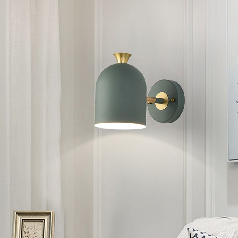 Macaron Style Wall Lamp 1-Light Wall Mount Lamp with Metal Shade for Bedroom