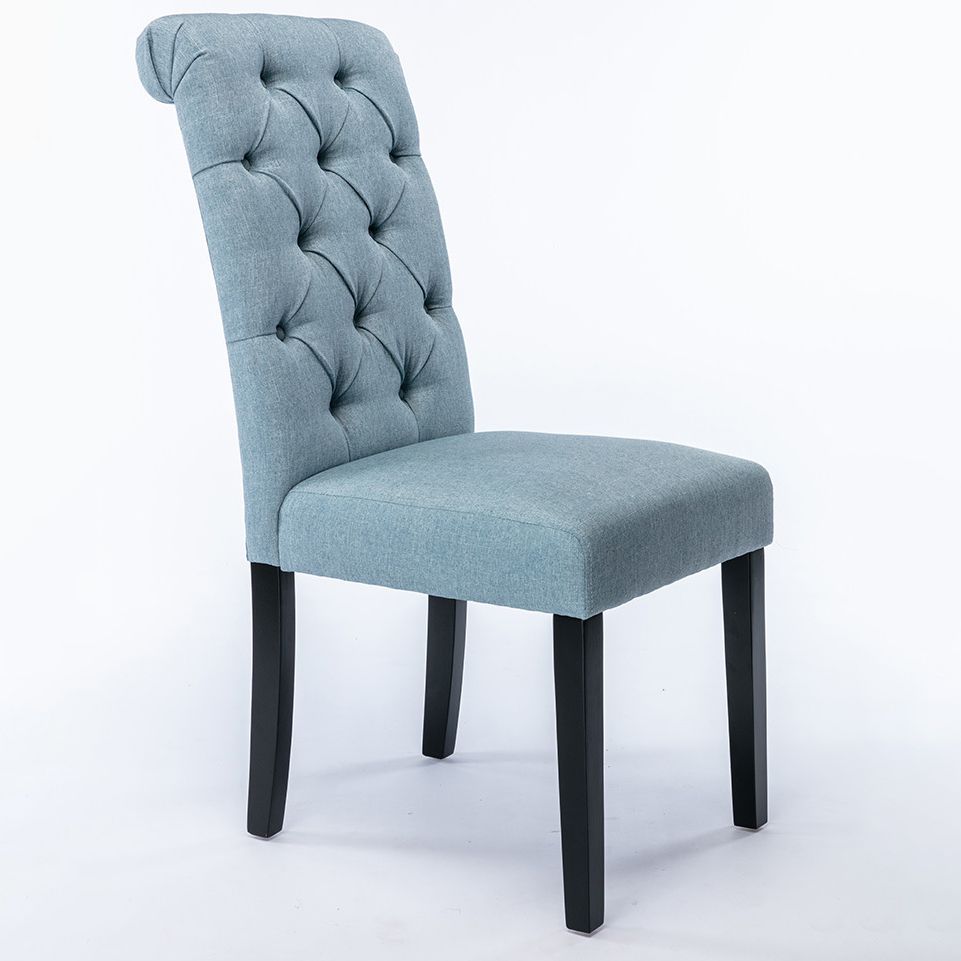 Modern Solid Back Kitchen Dining Side Chair with Black Wood Legs Dining Side Chair