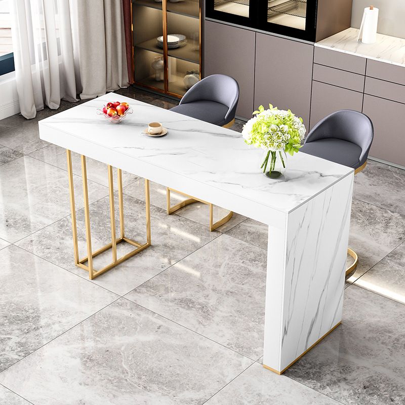 Rectangle Bistro Bar Table Sintered Stone Bar Table with Shelves