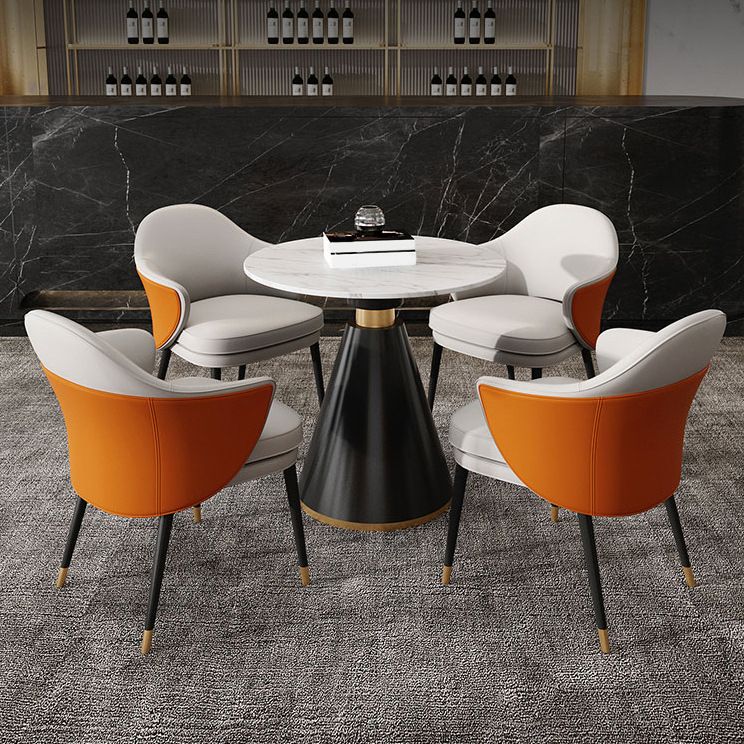 Round Dining Table with Pedestal Base Traditional Luxury Stone Top Table for Home