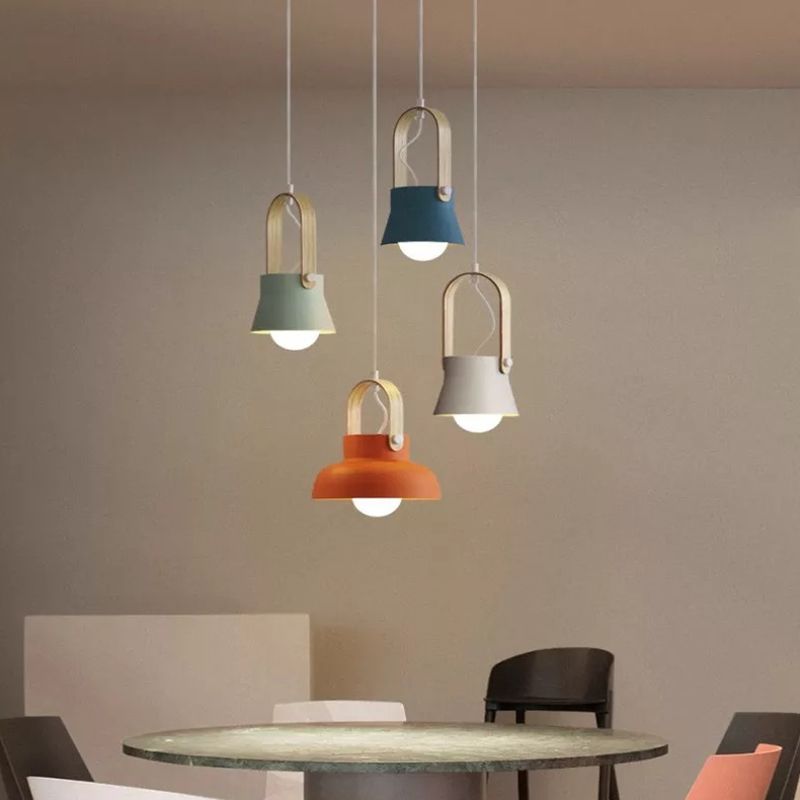 Wooden Handle Pendant Ceiling Light Simplicity Pendant Lighting Fixture for Dinning Room