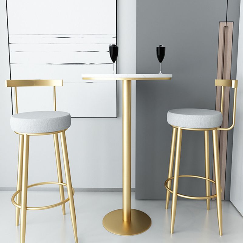 Glam Armless Backrest Counter Stool Iron Bar Stool with Cushion and Pedal for Kitchen Use