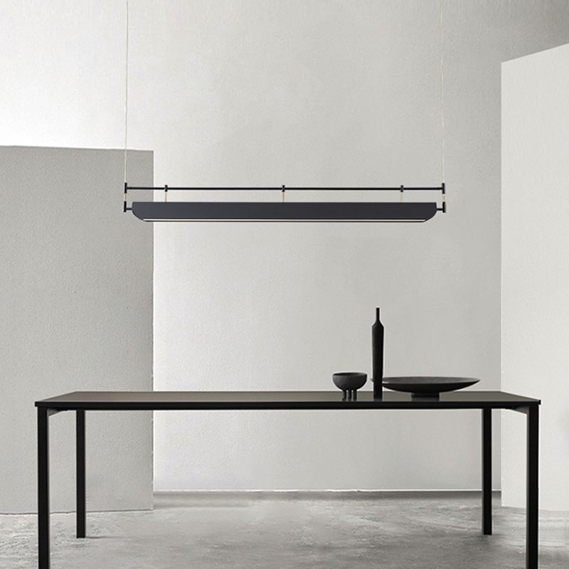 Black Modern Pendant Light Rectangle Shape Island Light with Acrylic Shade for Living Room
