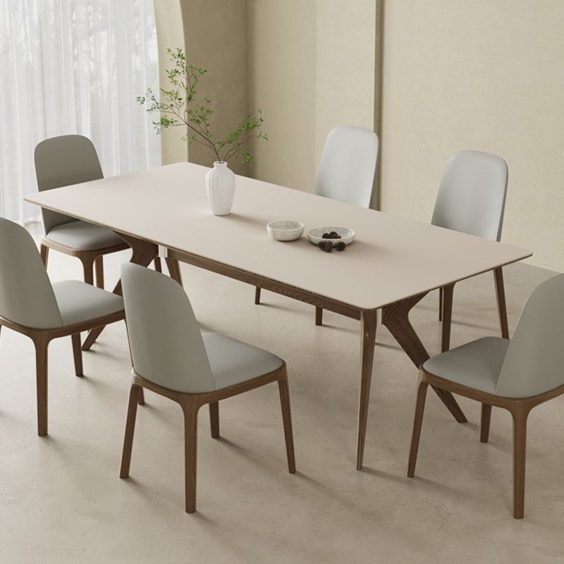 Simplicity Style Dinette Table Rectangle Stone Dinner Table in White