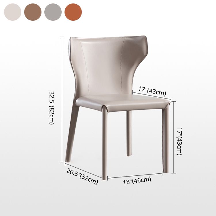 Silla lateral de comedor de cuero de estilo diseñador Silla de comedor Wingback para uso doméstico