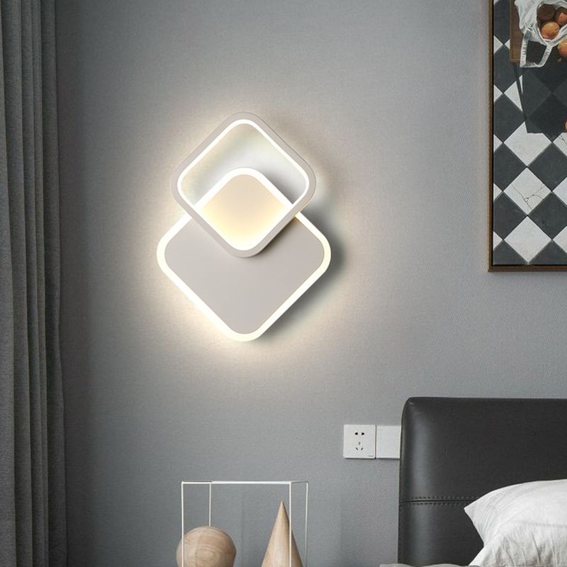 Geometric Wall Lighting Contemporary Metal Wall Sconce in White