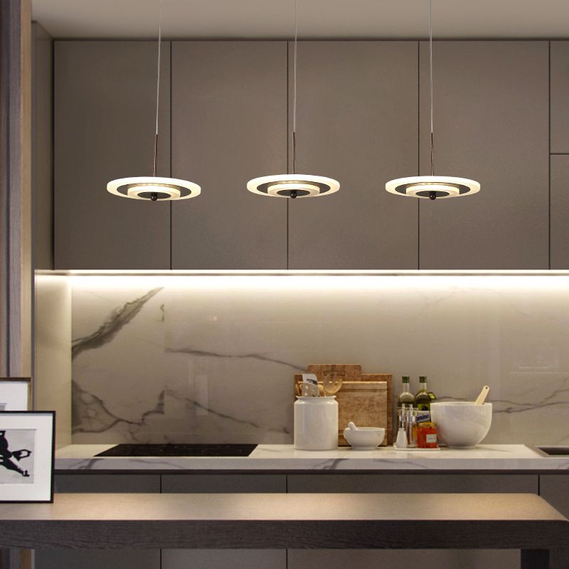 Luz de techo redondo blanco/marrón LED moderno de 3/6 ligeras colgantes de colgantes de acrílico en luz cálida/blanca/natural