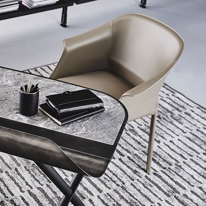 Modern Style Arm Chair Leather Indoor Dining Chair for Home Use