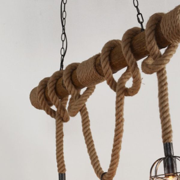 Rope Island Pendant Industrial Style Island Light Fixtures for Living Room