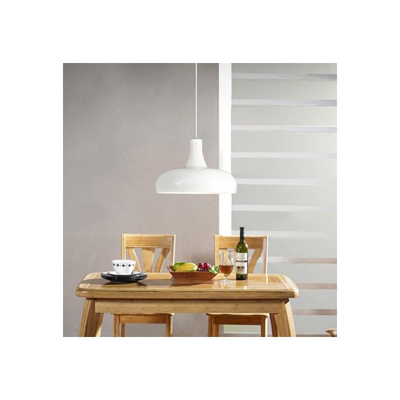 Metallic Dome Shade Hanging Lamp Modernist 1 Head Dining Room Pendant Lighting in Black/White/Yellow