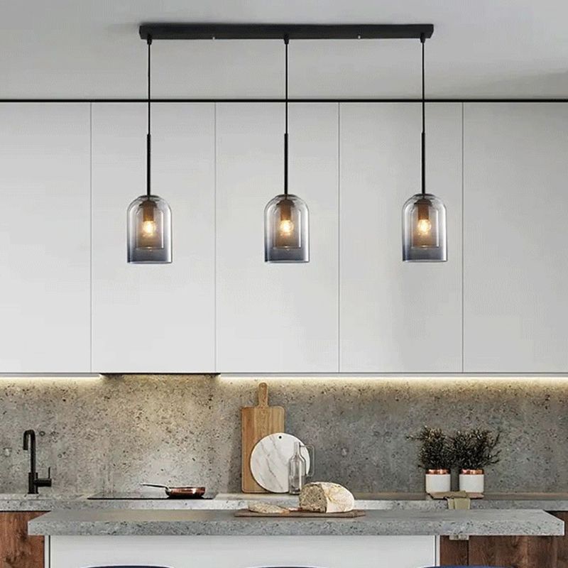 Double Glass Indoor Pendant Light in Modern Creative Style Wrought Iron Hanging Lamp