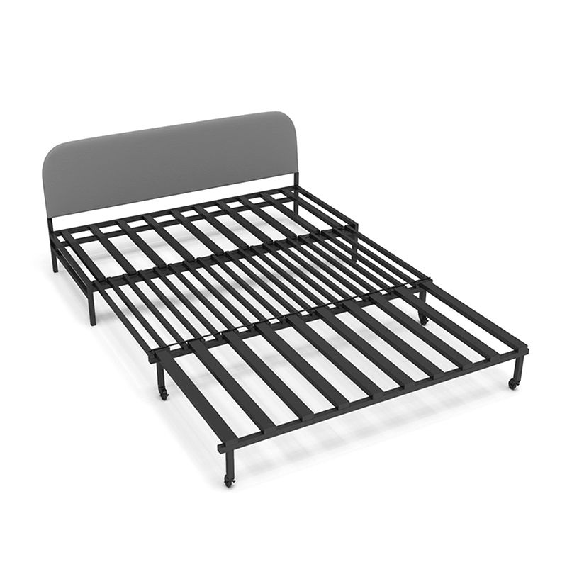 Grey Faux Leather Sofa Bed with Storage Sewn Pillow Back Sofa
