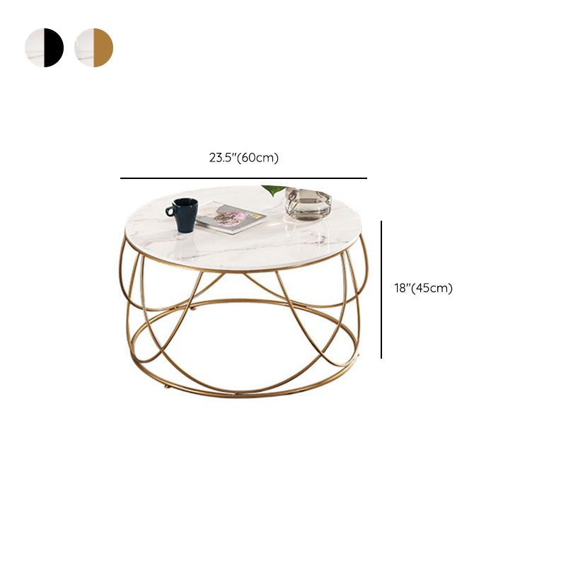 Frame Glam Cocktail Table Stone Round Nesting Coffee Table Set