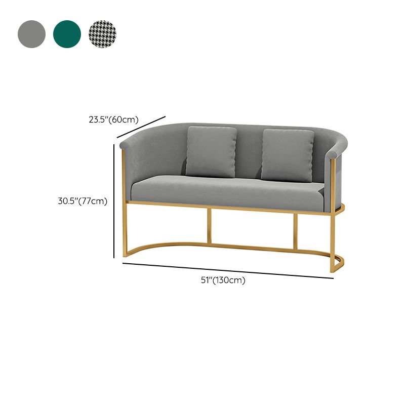 Scandinavian Velvet Pillow Back Sofa for Living Room with Tuxedo Arm