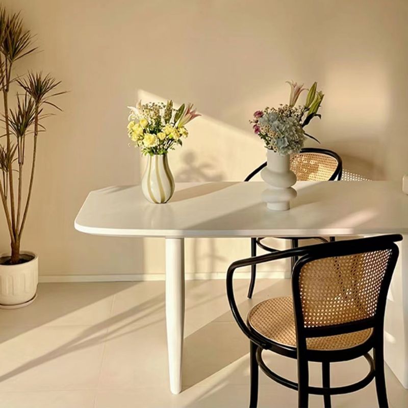 Rectangle White Indoor Dining Table Modern Dinette Table with Double Pedestal