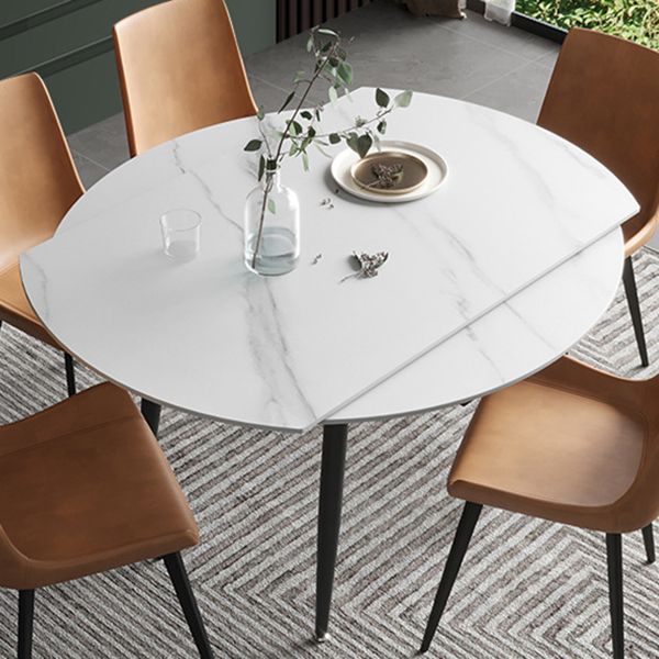 Modern Style Sintered Stone Dining Table White Round Home Table with 4 Legs