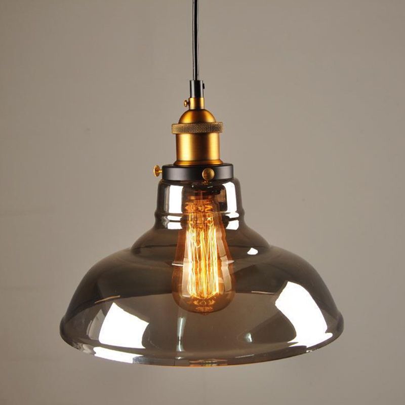 Luz de techo colgante de 1 luces para colgantes de vidrio claro de vidrio industrial para el comedor