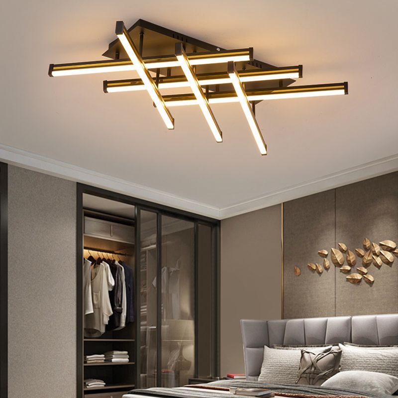 Line Shape LED Creative Ceiling Lamp Modern Iron Flush Mount for Living Room