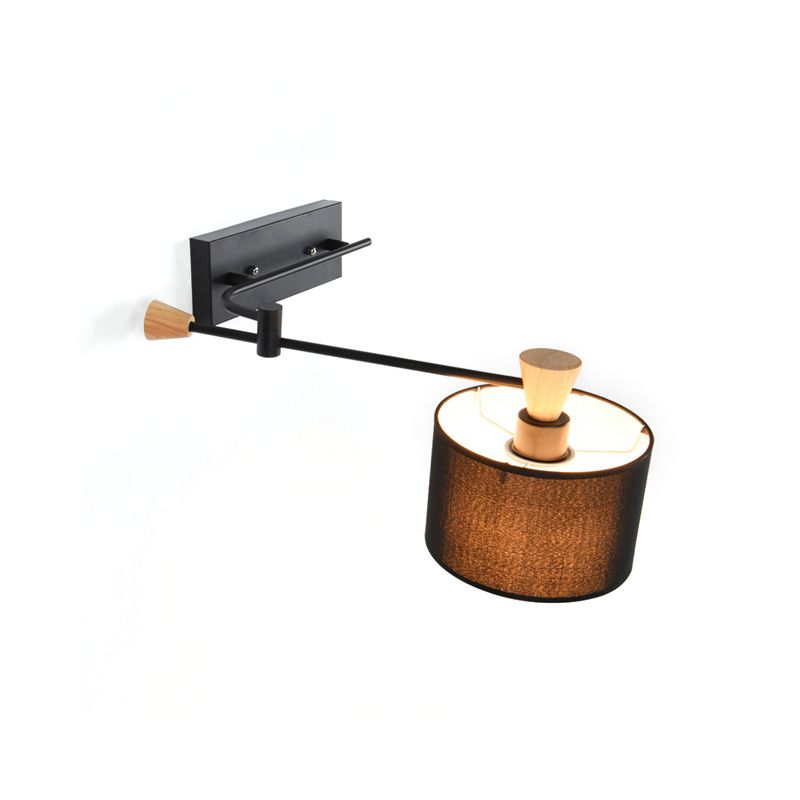 Drum Wall Light Sconce Modernism Fabric 1 Light Sconce Light in Black/White for Living Room