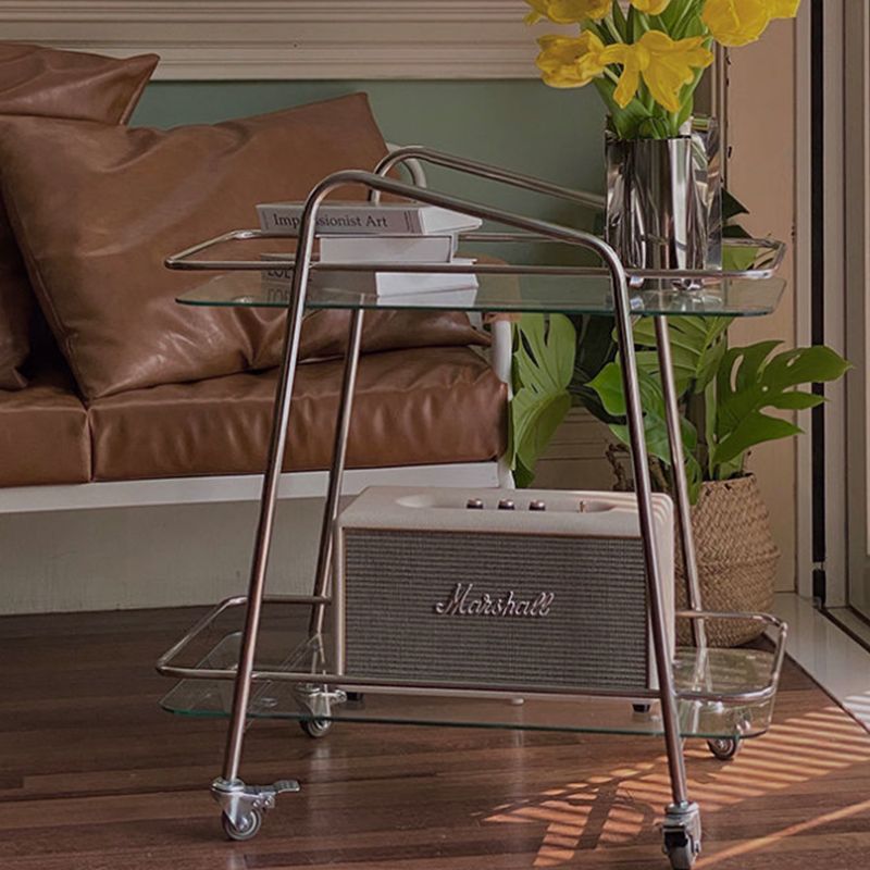 Living Room Double Tier Contemporary with Storage Glass Side Table