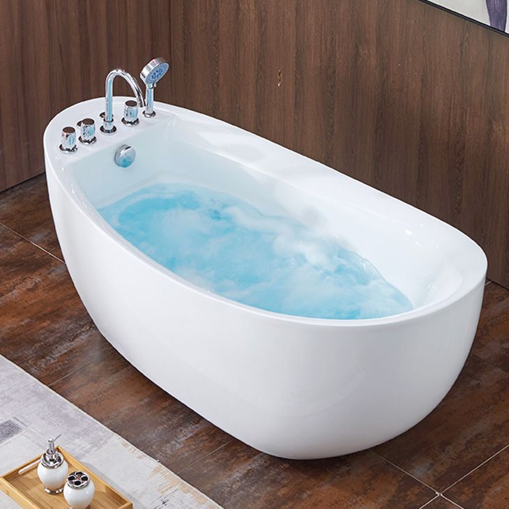 31.5-inch Wide Acrylic Oval Tub Freestanding Soaking White Bathtub