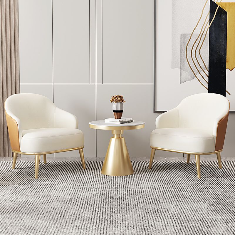 Contemporary Bonded Leather Arms Included Basic Four Leg Armchair