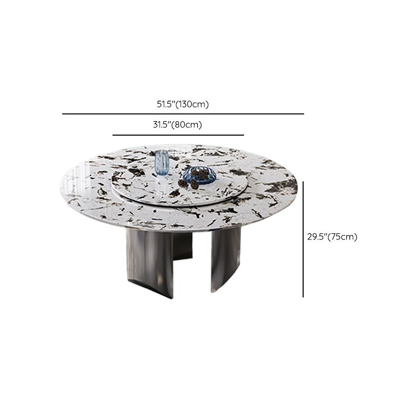 Modern Round Dining Table Stone Dining Table with Stainless Steel Pedestal