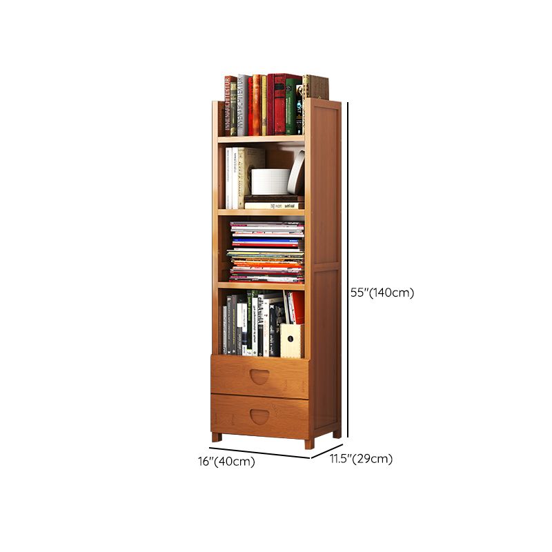 Closed Back Bamboo Bookshelf Contemporary Vertical Bookcase for Home