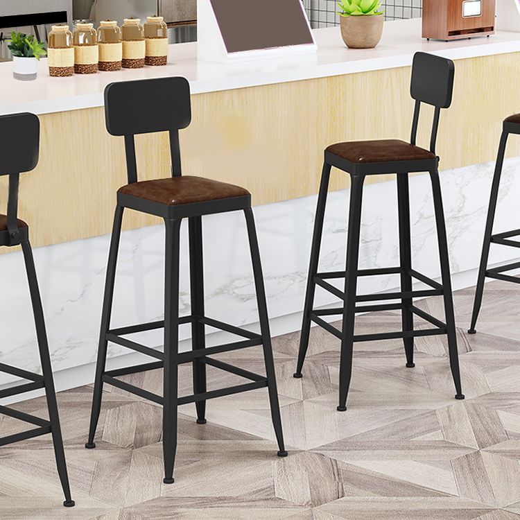 Industrial Square Footrest Counter Chair Metal Low Back Counter and Bar Stool