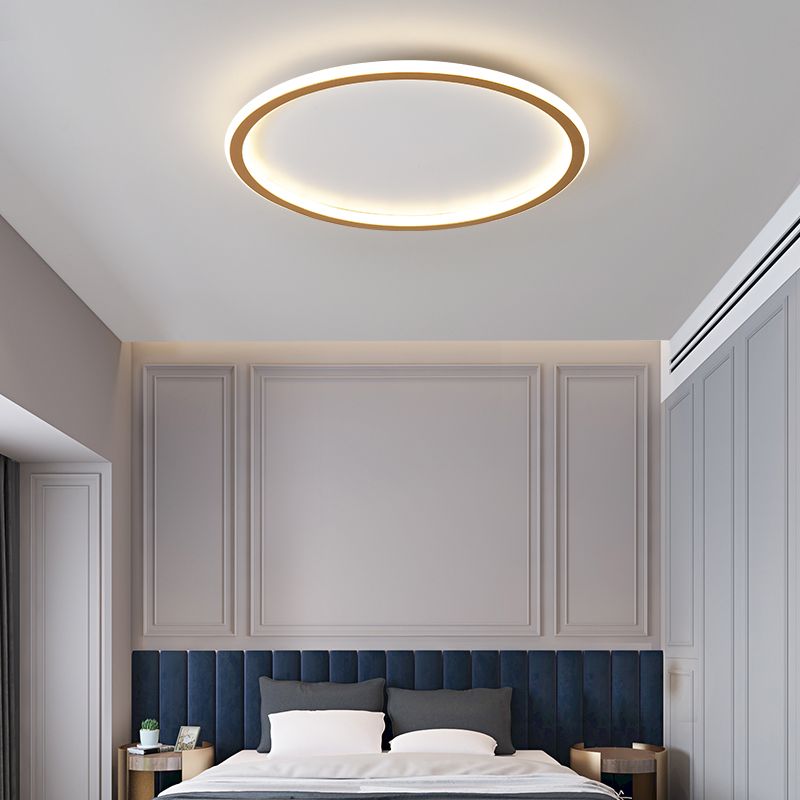 Modern LED Flush Mount Light Fixture Gold Geometry Ceiling Light Fixture with Metal