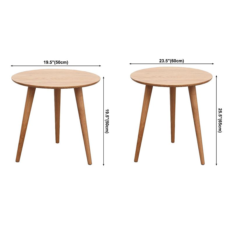 Contemporary Round Dining Table Oak Solid Wood Table with 3 Legs for Dining Room