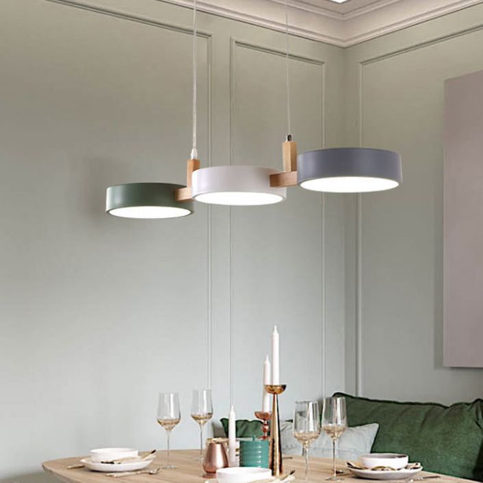 Macaron Style Island Light Round Shape 3-Light Hanging Pendant Light for Dining Room
