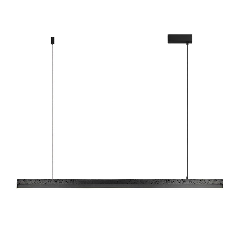 1-Light Island Lighting Postmodern Style Linear Shape Metal Chandelier Lamp in Black