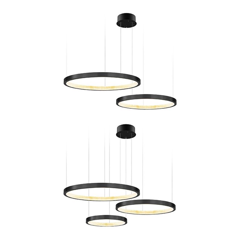 Round Chandelier Light Fixtures Modern Multi-Tier Suspension Pendant Lamps
