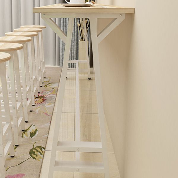 Modern Wood Rectangle Bar Table Metal Base for Milk Tea Shop