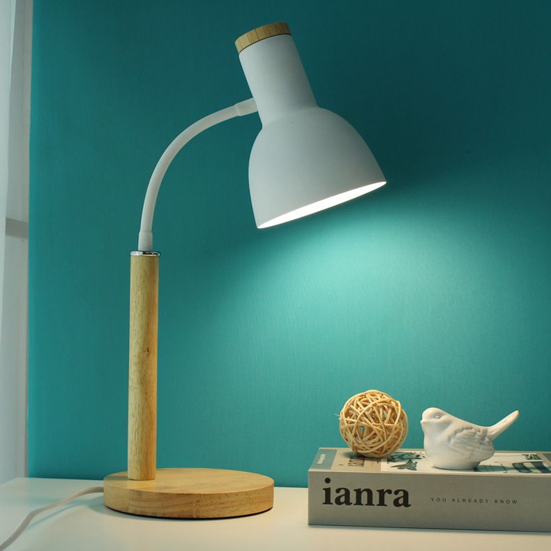 Bell Shade Bedroom Reading Lampe Metal 1-Light Nordic Night Light avec un bras flexible
