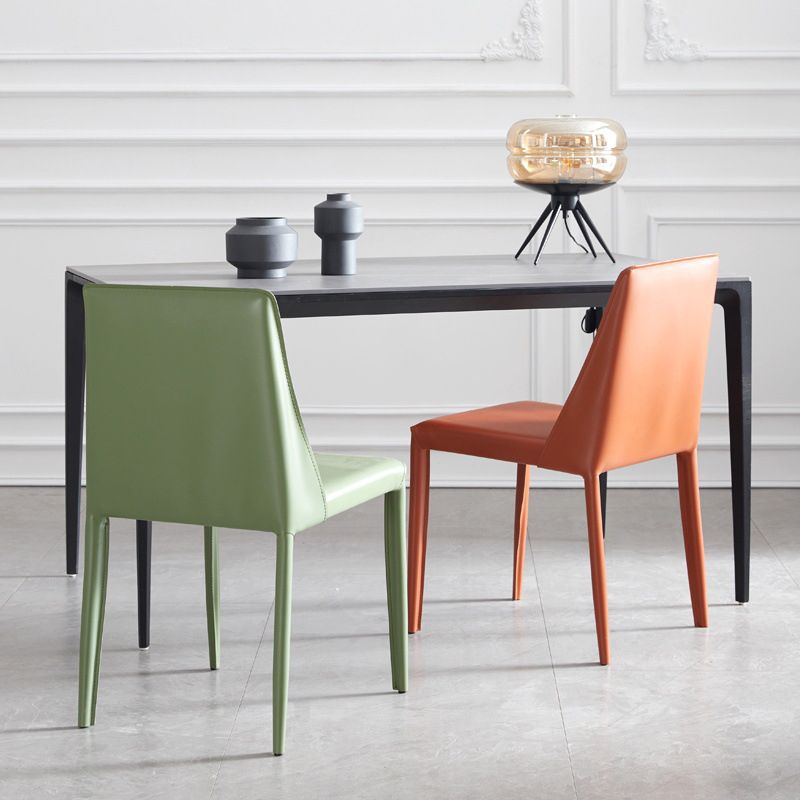 Contemporary Style Dining Chairs Armless Side Chair with Metal Legs