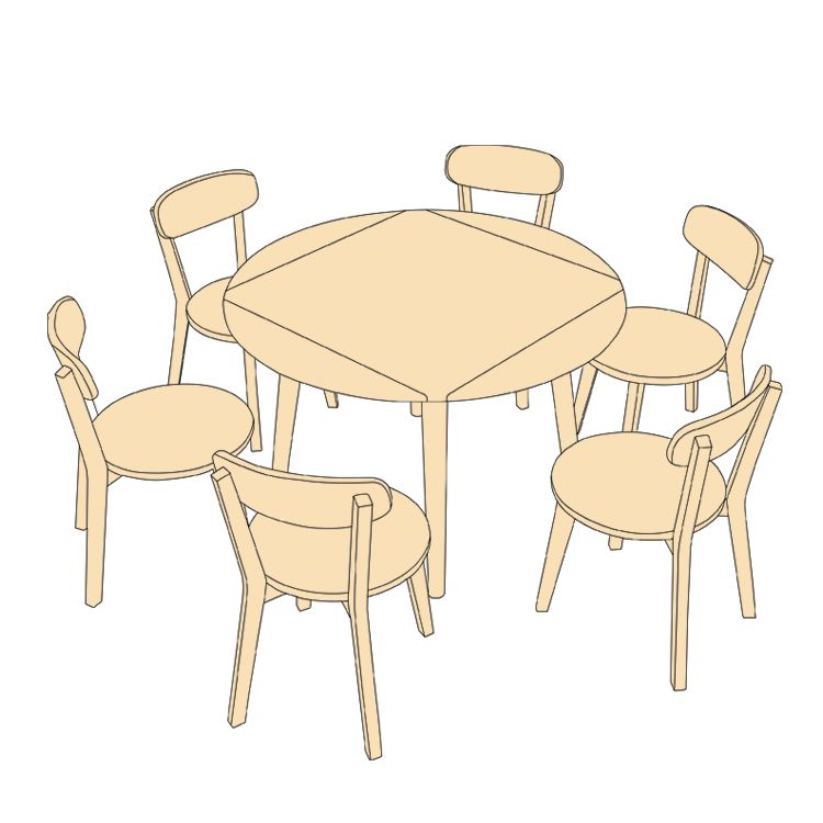 Moderne stijl massief houten eettafel bruine ronde drop-bladtafel met 4 poten voor thuis