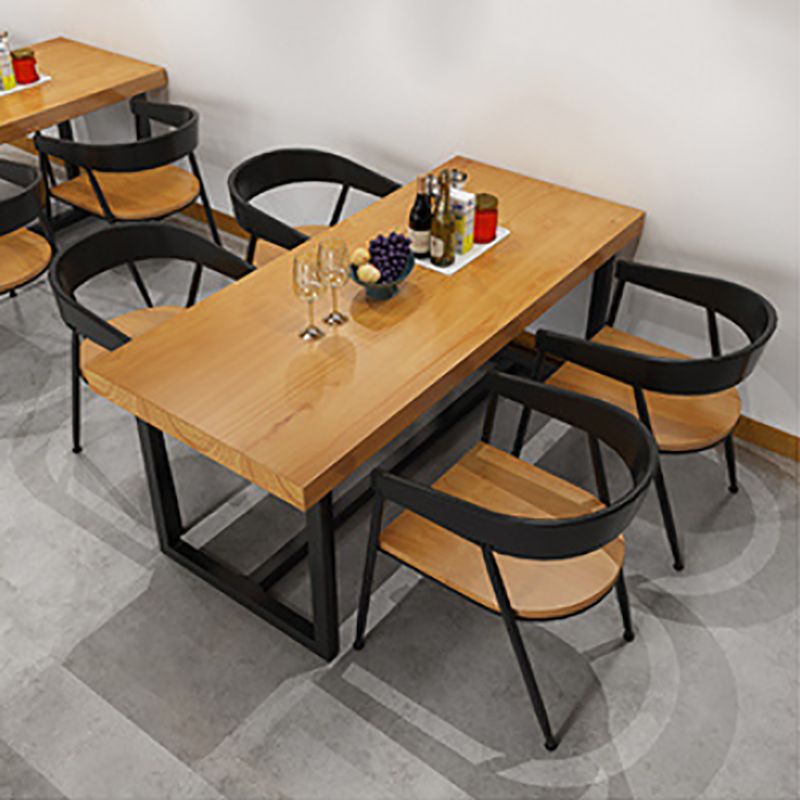 Industrial 1/3/5 Pieces Dining Set Rectangle Pine Wood Dining Table for Cafe