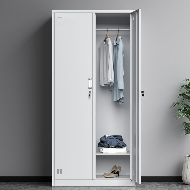 White Steel Wardrobe Cabinet Modern Wardrobe Armoire for Home