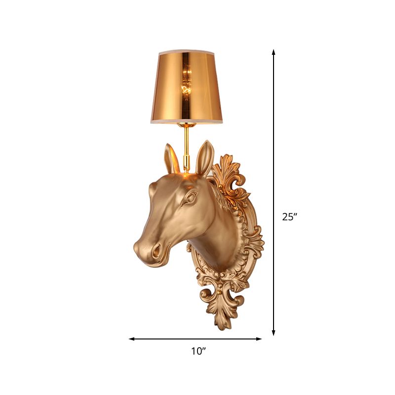 One Bulb Bedroom Wall Mounted Lamp Classic Black/White/Gold Sconce Light Fixture with Cone Fabric Shade