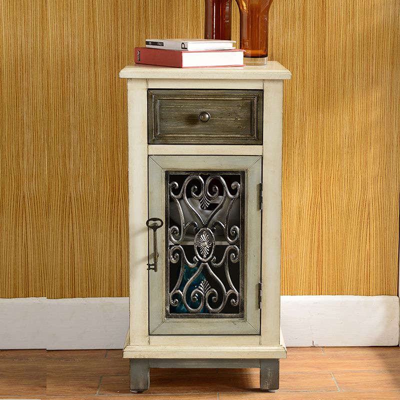Rectangle Industrial Accent Cabinet Wood Pendant Pulls Cabinet with Drawer