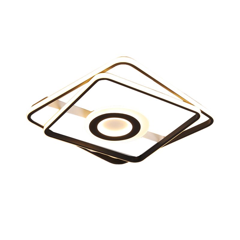 Cuadrados/Rectangulares Montan luz Acrílico Negro contemporáneo Cuarto LED integrado Luz de techo LED en Warm/Blanco, 16 "/19,5" /23,5 " O