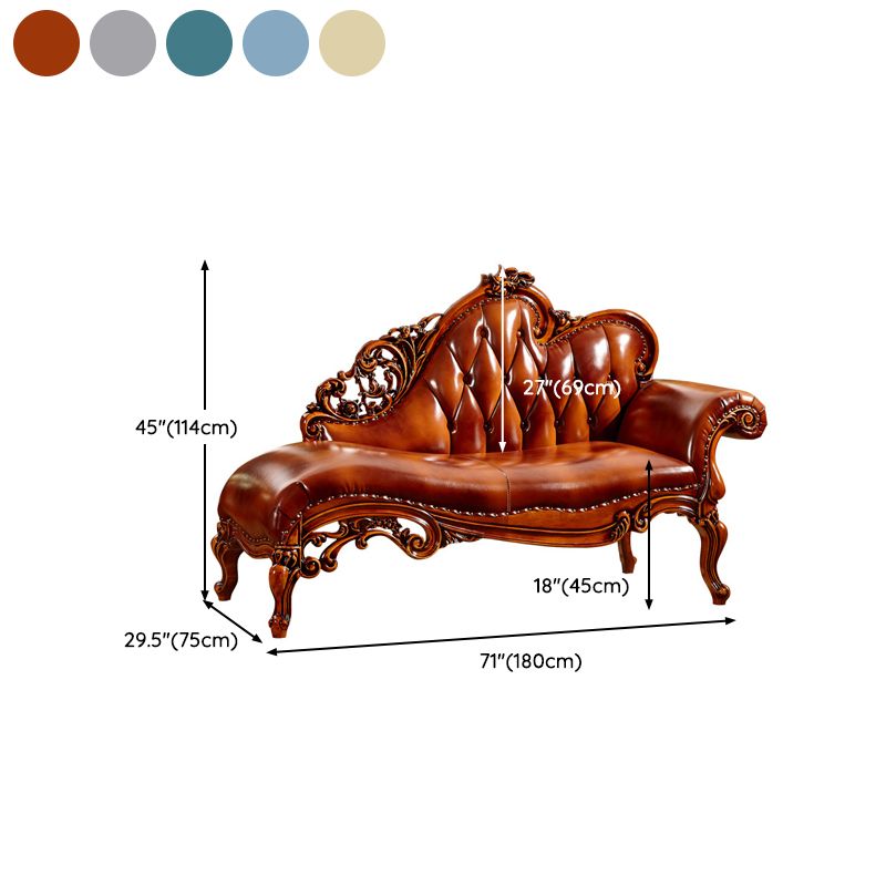 Glam Chaise Lounge Genuine Leather Chaise Lounge Sofa for Living Room