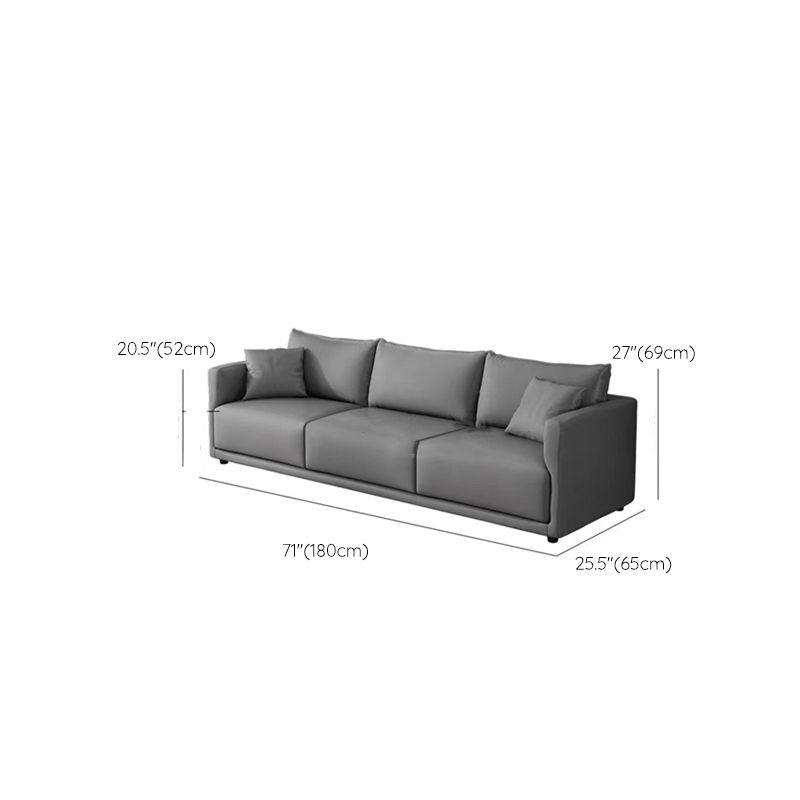 27.16" High Gray Sofa Faux Leather Tuxedo Arm Sofa with Pillows